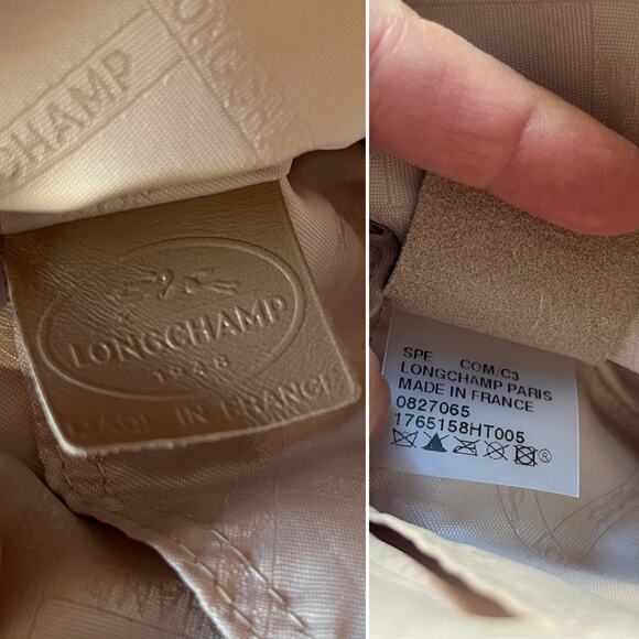 Longchamp Croc Embossed Leather Shoulder Bag Beige Tan Bamboo Chain Vintage Y2K - Picture 3 of 9